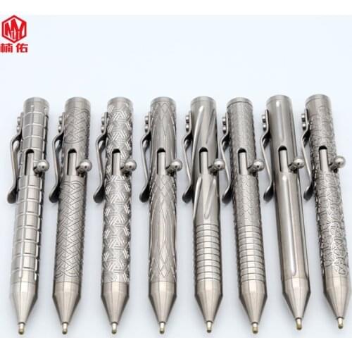 1PC Various Patterns Titanium Alloy Bolt Spring Press Signature Writing Pen EDC Broken Window Multi-tool Glass Breaker