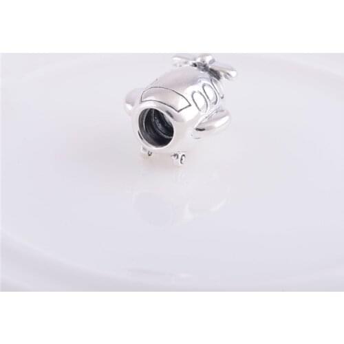 100% Original 925 Sterling Silver Airplane Screw Hole Charm Beads, DIY Jewelry Compatible With Pandora Style Bracelet LW101
