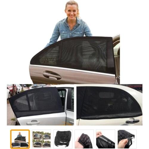 2Pcs Black Car Curtains For Front Side Window Sunshade UV Protection Auto Interior Accessories Multifunction Car Sun Shade