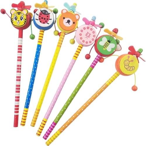 24 Pcs/lot Windmill Animal Doll Designs Party Favors Small Gift Wooden Write Supply For Children Cute HB Pencil Gift For Weeding