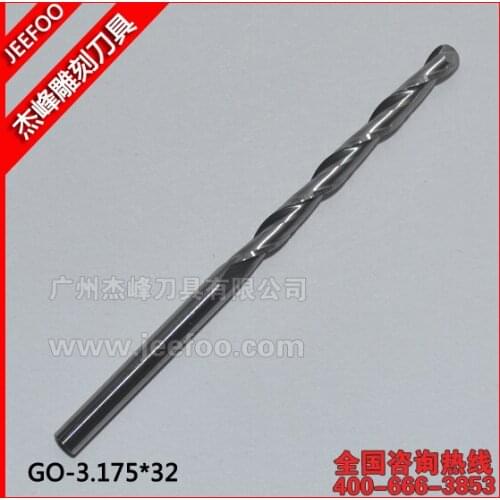 3.175*32mm 2 Flutes Ball Nose Milling Cutters, Carving Router Bits, Machine Engraving Tools, End Mills