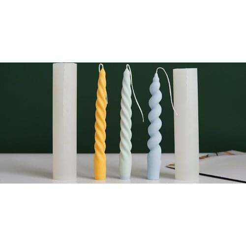 3D Twisted Long Brush Holder Silicone Candle Mould DIY Candlelight Dinner Rotating Screw Rod Candle Making Supplies