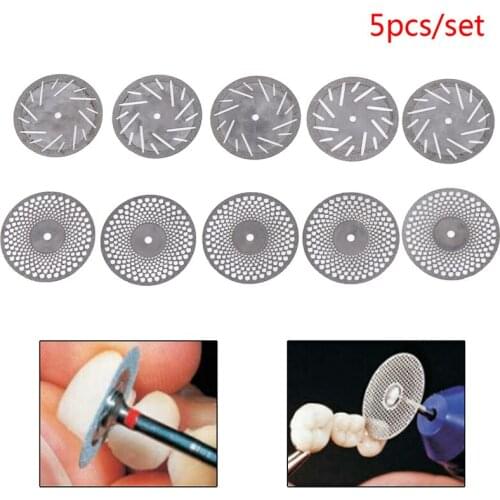 5pc/set Ultra-thin Double Sided Sand Dental Thin Ceramic Teeth Whitening Diamond Cutting Disc With Mandrel For Separating Polish