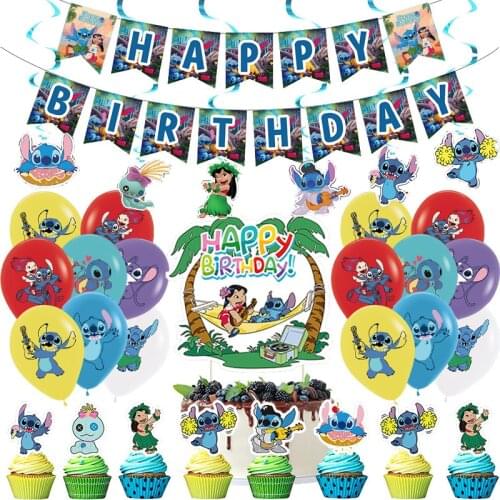 Stitch Theme Party Supplies Disposable Tableware Set Cup Plate Napkin Straw Balloons Happy Birthday Kid’s Favorite Decoration