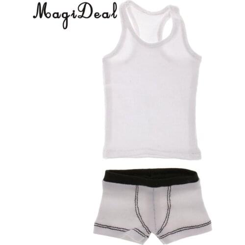 MagiDeal 1/6 Scale White Cotton Vest&Underwear Clothes for Side Show 12 Inch Male Action Figure Body Model Dolls Acce