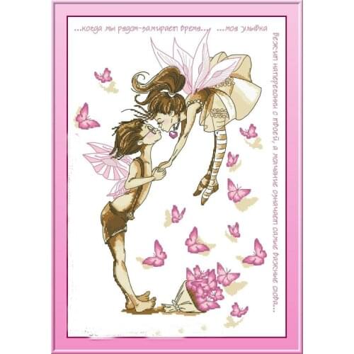 Free delivery Top Quality popular counted cross stitch kit kiss in the air, wonderful kiss, dream kiss