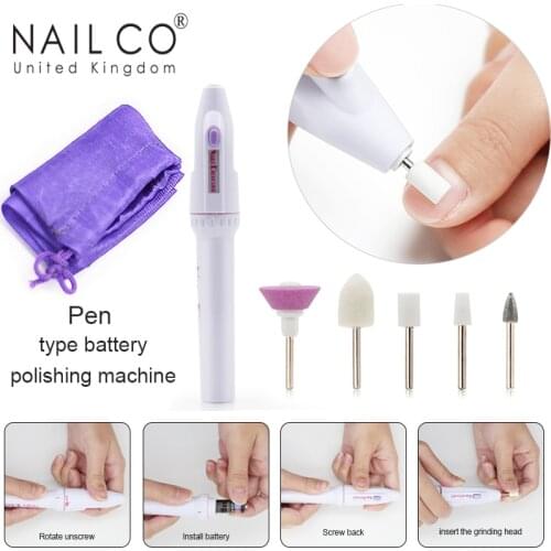 NAIL CO Nail Art Polishing Manicure Pen Type Battery Machine Art Electric Nail Drill Bits Loading and Design for Decoration Tool