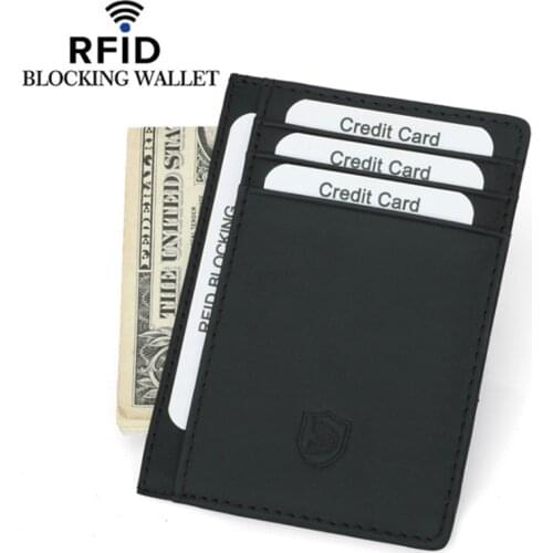 Bisi Goro 2019 Unisex Slim Card Holder Real Leather New Business Black Wallet Credit Card Case Thin Card Wallet dropshipping