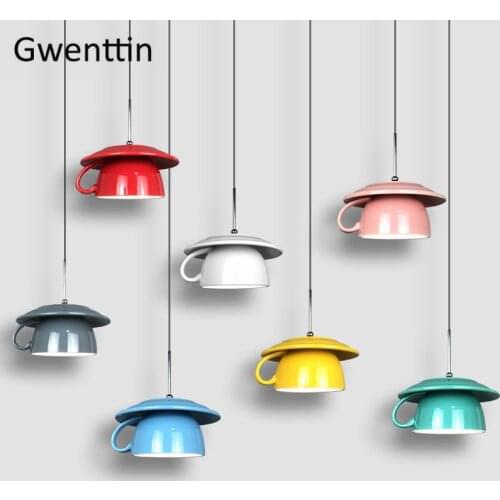 Creative Ceramic Cup Pendant Lights Led Hanging Lamp for Dining Room Cafe Kitchen Light Fixtures Home Decor Industrial Luminaire