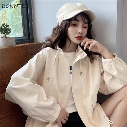 Jackets Womens Basic Solid Casual Students Trendy Pockets Simple Autumn Turn-down Collar All-match Loose Ulzzang Streetwear 2021