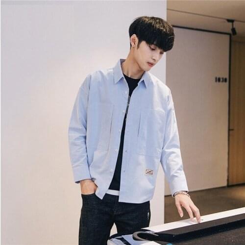 Mens Pure Cotton Shirts Japan Fashion Slim Fit Long Sleeve Casual Business Dress Shirts Men Oxford Shirts Male Camisas TS-434