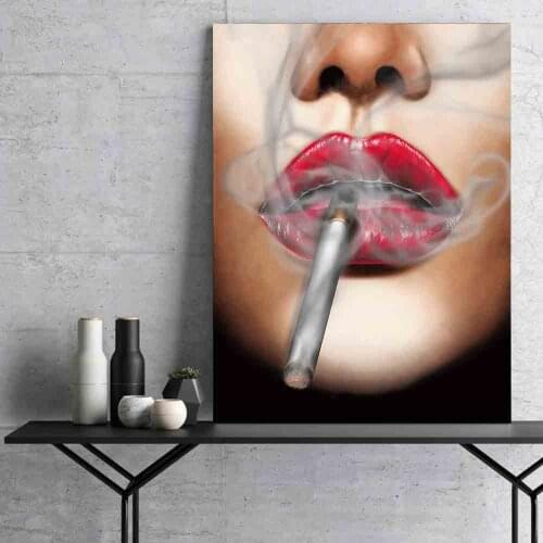 Wall Art Nordic Canvas Paintings Smoking Sexy Girl Picture HD Prints Home Decor Modern Modular Poster Minimalist For Living Room