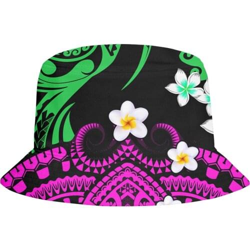 New sun hat Custom 100% Polyester fisherman hat Factory direct sales Polynesian Bucket Hats fashion reggae print plumeria 1 MOQ