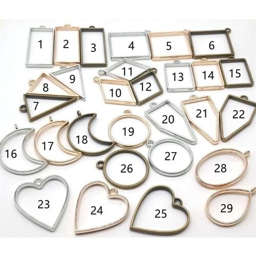 New 500pcs/lot Open Bezel Pendants Charms Resin Molds for Jewelry Findings DIY Pressed Flower Frame Assorted