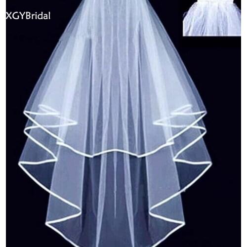New Arrival White Wedding Veils Ribbon Edging Multi-Layer Styling With Hair Comb Lace Eage Polyester Bridal Accessories