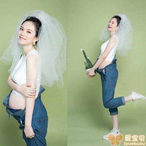 Maternity Clothes For Photo Shoot Fashion Tops and Back Jeans Pregnant Women Clothing Sets