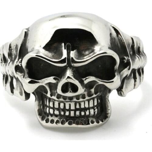 Huge Heavy Mens Boys Stainless Steel Cool Punk Gothic Big Evil Demon Skull Biker Bangle