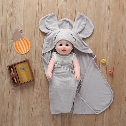 Autumn Baby Baby Boy Girl with Cap Hold Blanket Newborn Baby Solid Color Soft Hold Cartoon Cute Personality Hold Sleeping Bag