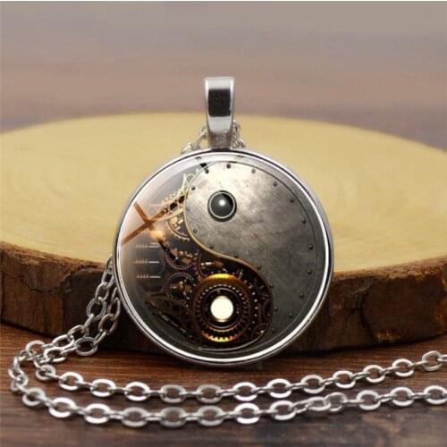 Gossip Yin Yang Necklace Round Pendant for Men Woman Taoist Chinese Mystical Symbol Necklaces Male Jewelry