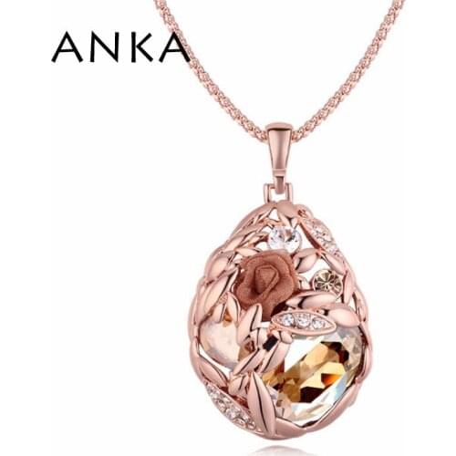 ANKA Jewelry Sale Classic Women Pendant Necklace New Rose Crystal Long Necklace Crystals from Austria #105449