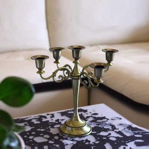 Candlestick Candle Holders Home Decoration Wedding Centerpiece Nordic Table Center Modern Art Metal Pillar Stand Mariage Bronze