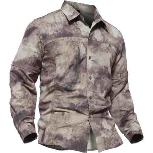 PAVE-HAWK 2020 Detachable Breathable Camouflaged Shirt Fishing Quick Dry Tactical Shirt Men Military Hunting Shirts Long Sleeve