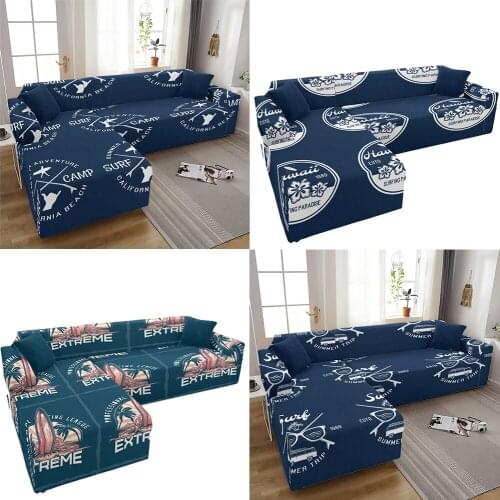 Navigation Simple Blue Anchor Couch Cover Square Printed Elastic For Living Room Sofa Cover For Pets Protector L Shape