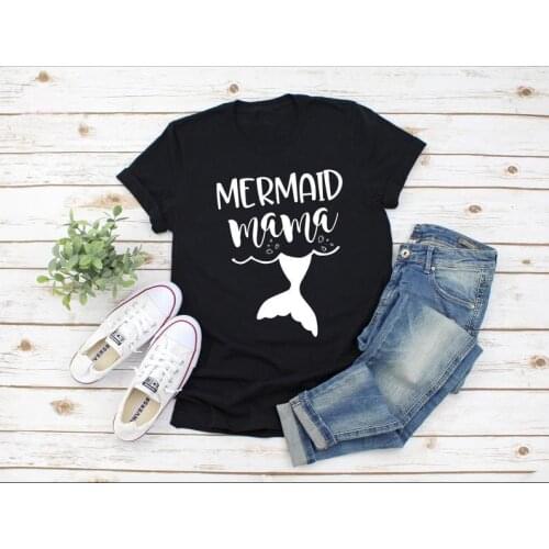 Mermaid Mama T-Shirt Hipster Graphic Stylish Tee Casual Mermaid Birthday Mom Party Gift Tops Grunge goth Slogan young t shirts
