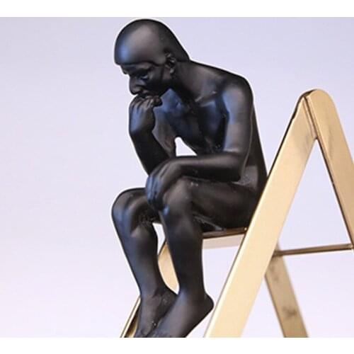 Stairs Thinker Sculpture Figure Decoration Creative Art Ornament Desktop Crafts Home Desk Craft Work Bedroom Decor Living Room D
