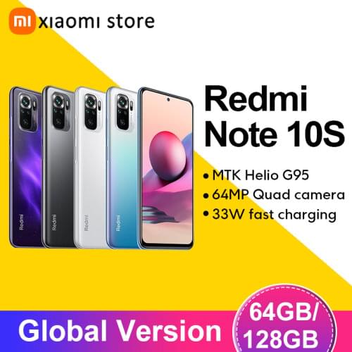 Xiaomi Redmi Note 10S Smartphone 6GB 64GB 128GB 64MP Quad Camera Helio G95 6.43" AMOLED DotDisplay 5000mAh 33W