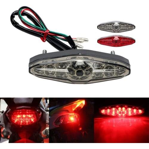 Universal Motorcycle Brake Rear Stop Running Tail Light 15 LED ATV Dirt Bike 12V