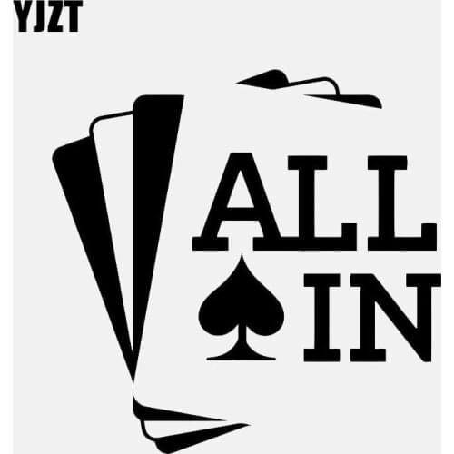 YJZT 12.6*12.5CM Poker All In Game Casino Decor Vinyl Car Sticker Personalized Accessories C12-1256