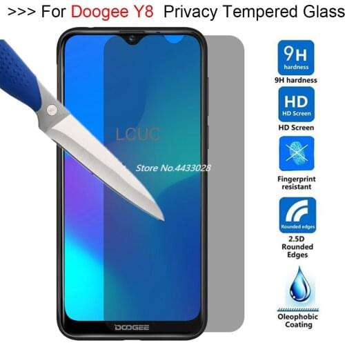 9H 2.5D Anti Peening Tempered Glass for Doogee Y8 Privacy Screen Protector for Doogee Y8 Anti Glare Protective Film Glass