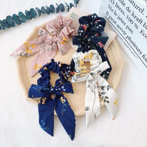 Aphrodite Elastic Bow Headband Scrunchie Fashion Floral Hair Ties Bands Women Girl Ponytail Holder Hair Accessories