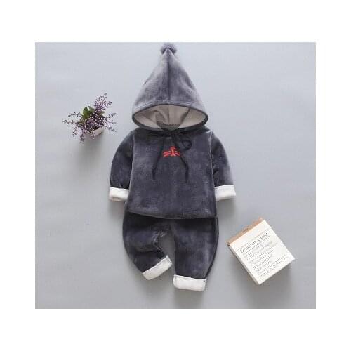 Newborn Baby Boys Girls Winter Suit Warm Plus velvet Hoody Jacket +Pants 2Pcs Suit Infant Kids Children Tracksuit Clothing Set