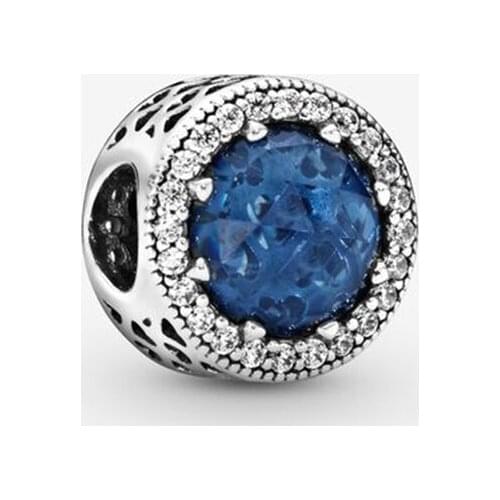 100% 925 Sterling Silver Metal Beads Sparkling Dark Blue Charm Fit Original Bracelet for Women DIY Jewelry Gift bijoux