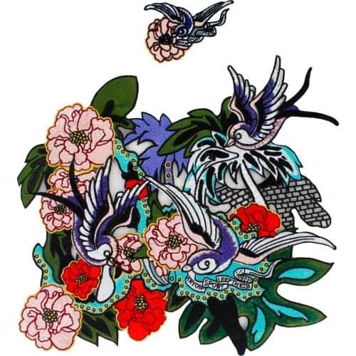 5 set Fashion Flower Bird Embroidery Patches DIY Applique Sewing on Clothes T-shirt Jeans Bags Fabric Badges