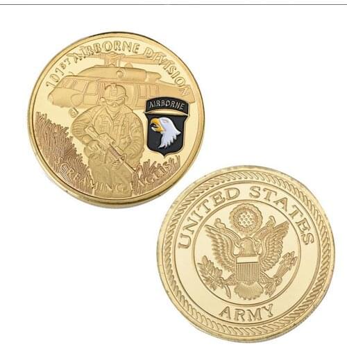 US Army 101st Airborne Screaming Eagles Army Military Gold Souvenir Challenge Commemorative Coin Collection