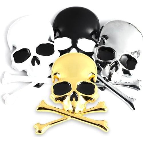 Car Sticker 3D Ghost Skull Skeleton Crossbone Front Grill Badge Emblem Auto Decal for Mercedes BMW Audi Mazda Ford Skoda Renault