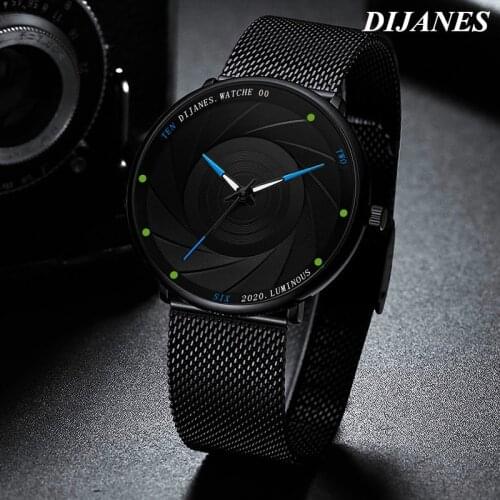 New Fashion Luxury Top Men 3D Luminous Stainless Steel Mesh Watches For Mens Leather Strap Casual Quartz Watch Relogio Masculino