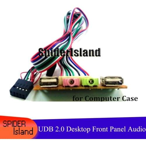 20PCS Desktop Computer host case Front I/O Panel USB 2.0 AUDIO Mic headphone 3.5mm plug PC cable cord retail wholesale