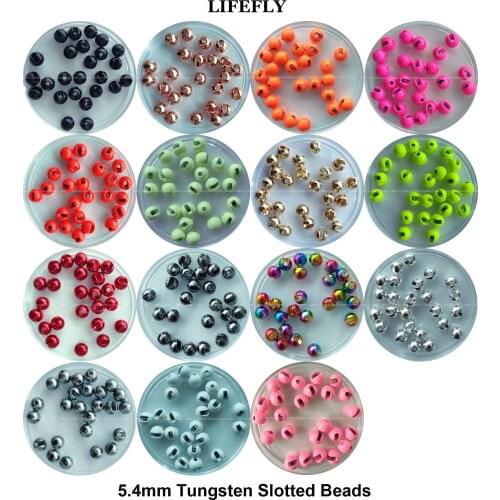 Pick Color / 5.4mm, 25 Slotted Tungsten Beads, Fly Tying, Fishing