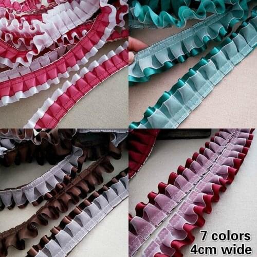 Double-layer Pleated Trendy Lace Ribbon DIY Childrens Clothing Skirt Curtain Decorative Trim Pet Bib Headgear Sewing Supply