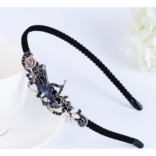 EASYA New Simple Handmade Butterfly Bowknot Hairbands Women Girls Fashion Rhinestone Crystal Flower Hair Accessories Jewelry