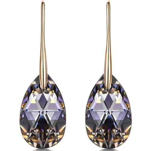 Hermosa 925 Sterling Silver Teardrop Dangle Earrings With Crystals from Swarovski Hypoallergenic Jewelry Gift Box Packing