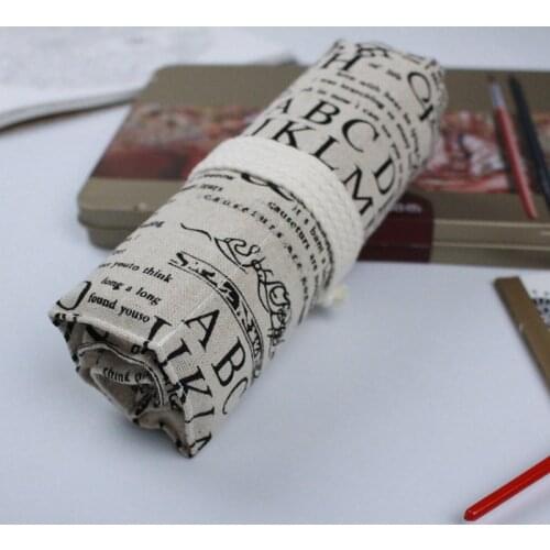 English Newspapers Canvas Pencil Case 36/48/72 Holes Roll School Pencil Bag material escolar School Supplies estuche escolar