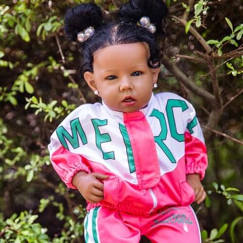 Hoomai 20" Sport Style Reborn Baby Doll Black Skin Lifelike Newborn Girl Doll Bonecas for Childrens Gifts