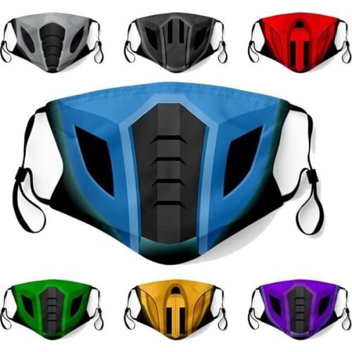 Game Mortal Kombat Scorpion Sub Zero Smoke Ninja Game Cosplay Costume Face Mask Adult Dustproof Washable Masks Prop Halloween