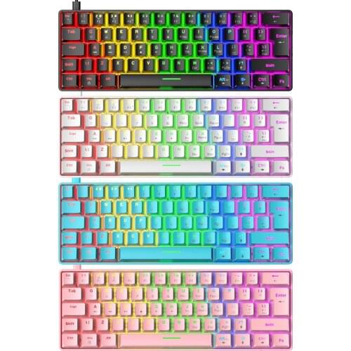 T60 Mechanical Gaming Keyboard Blue Switch 62 Keys USB 18 Kind RGB Wired Gaming Keyboard Portable Design for Desktop PC Gamer