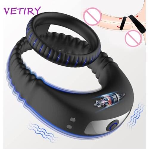 10 Speeds Cock Ring Vibrator Penis Ring Cockring Dick Massager Vibrator Clitoral Stimulation Double Penis Rings Sex Toys for Man